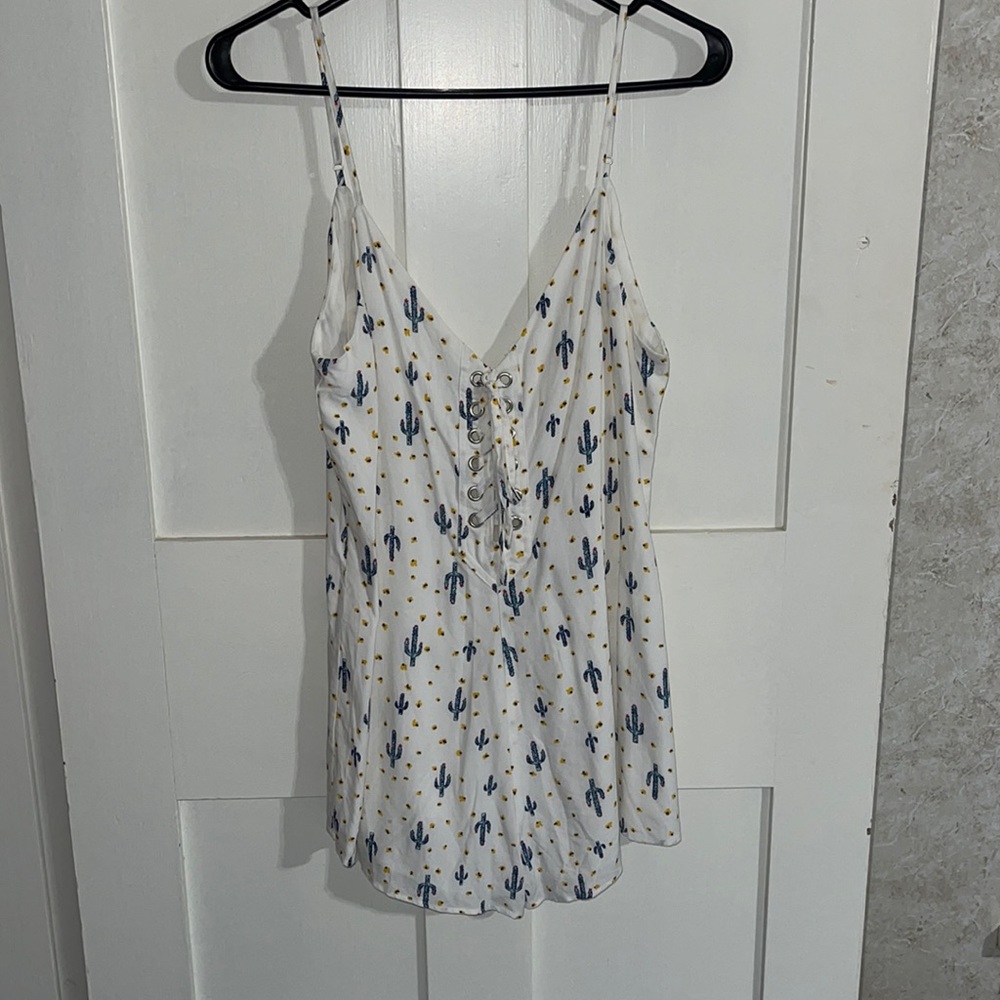 Forever 21 size medium white with cactus print romper
